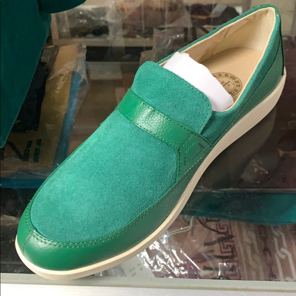 Johnny Famous (Bally Style) Green suede slip on